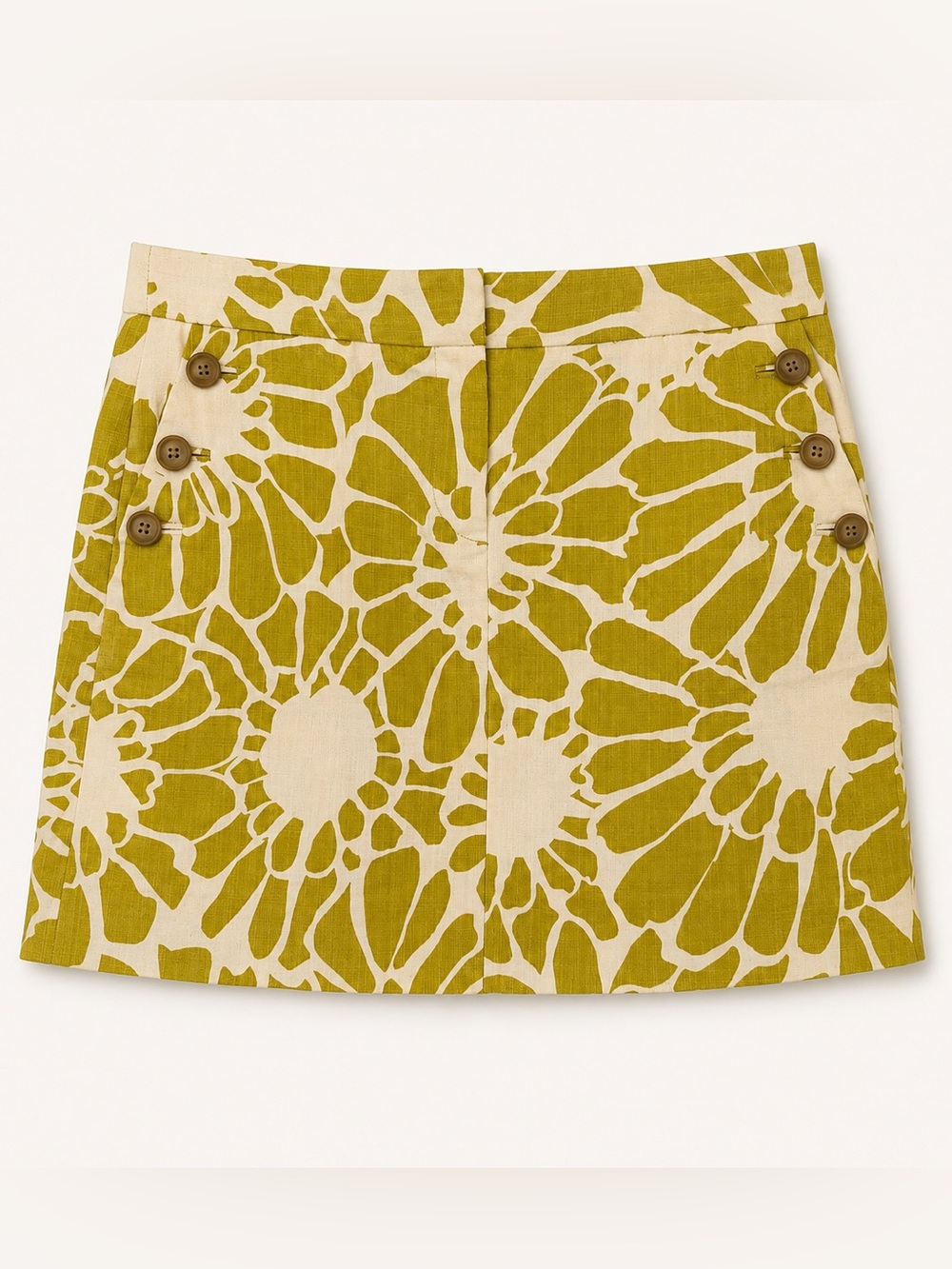 J.Crew Floral Cotton Mini Skirt Mustard Ivory Size 6